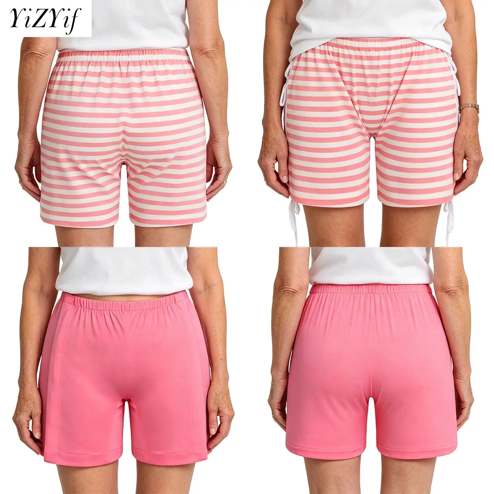 

Womens Adaptive Special Needs Clothing Tearaway Underwear Sides Lace-up/Button Down Elastic Waistband Stripe Shorts Safety Pants