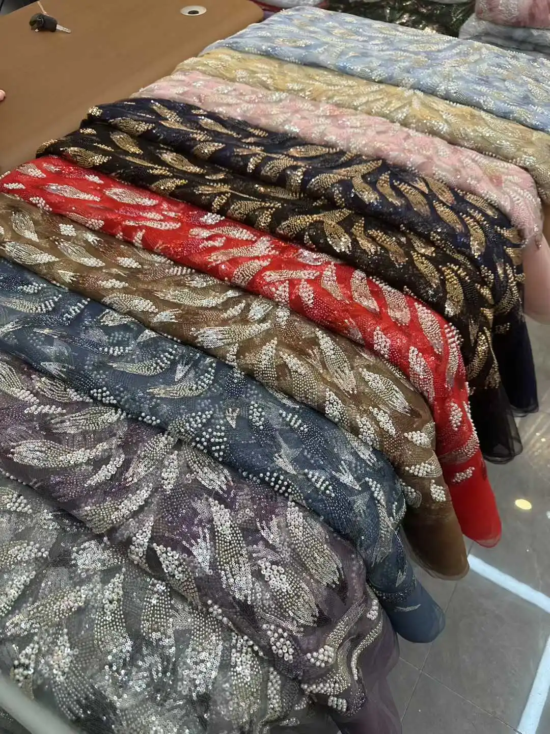 Blue African Beads Embroidery French Sequins 2025 High Quality for Nigerian Weddings And Parties Fabric Trims And Embellishments