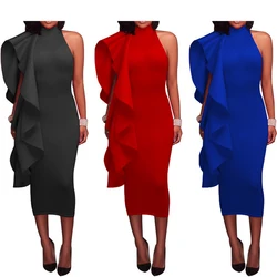 Birthday Dress For Women Summer Dress Ruffled Slim Fit Wrap Hip Black Dress Youth Woman Gala Dresses Party Evening Prom Dresses