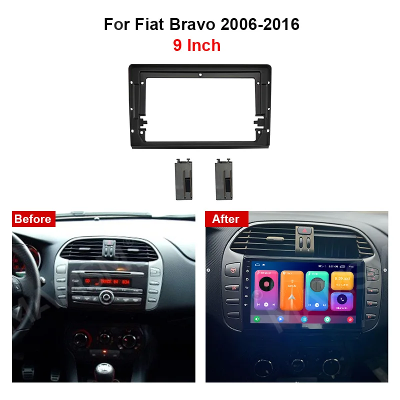 MAMSM 9 inch For FIAT BRAVO 2006-2016 Android Car Radio Fascia Stereo Frame GPS MP4 Multimedia Wiring Harness Canbus Box