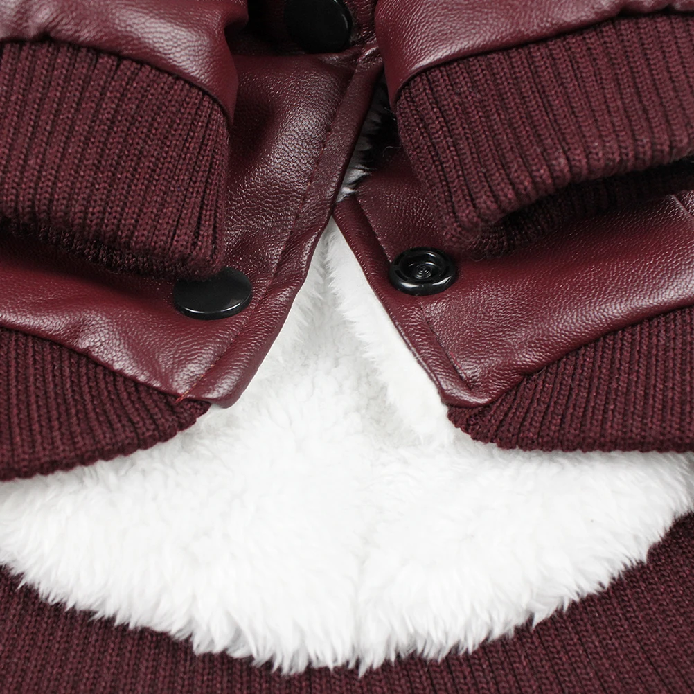 

Dog Pu Coat Warm Faux Collar Puppy Winter Jacket For Outdoor Walking Jogging Pet Costume Xl