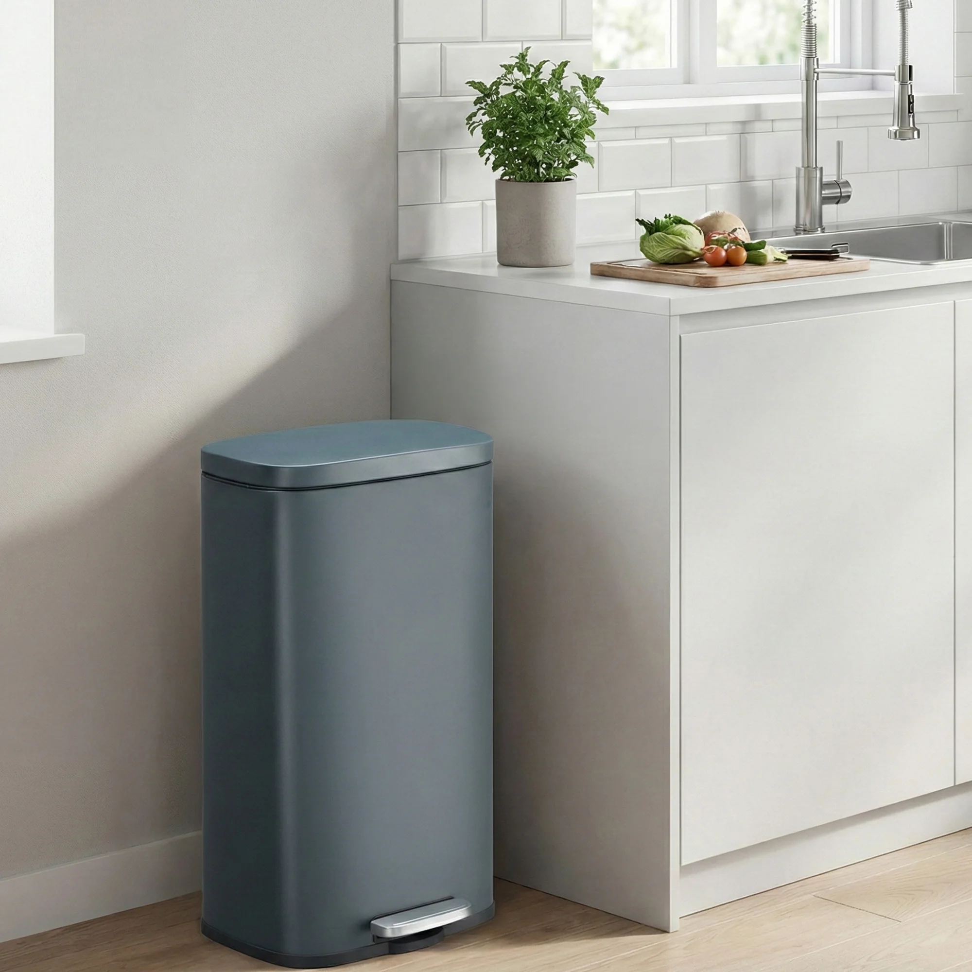 SONGMICS Mülleimer 30L aus Edelstahl, Tretmülleimer mit Deckel