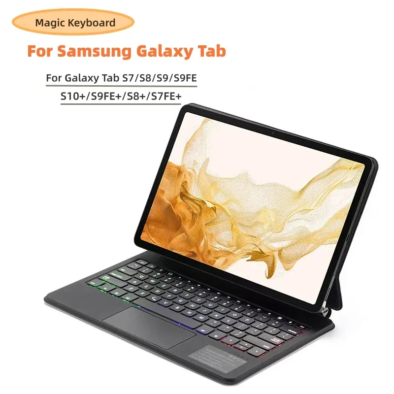 Magnetic Case for Samsung Galaxy Tab S10+ Plus S9 FE Plus S7 FE S8 S7 Plus 11 12.4 inch Magic Keyboard Backlit with Touchpad