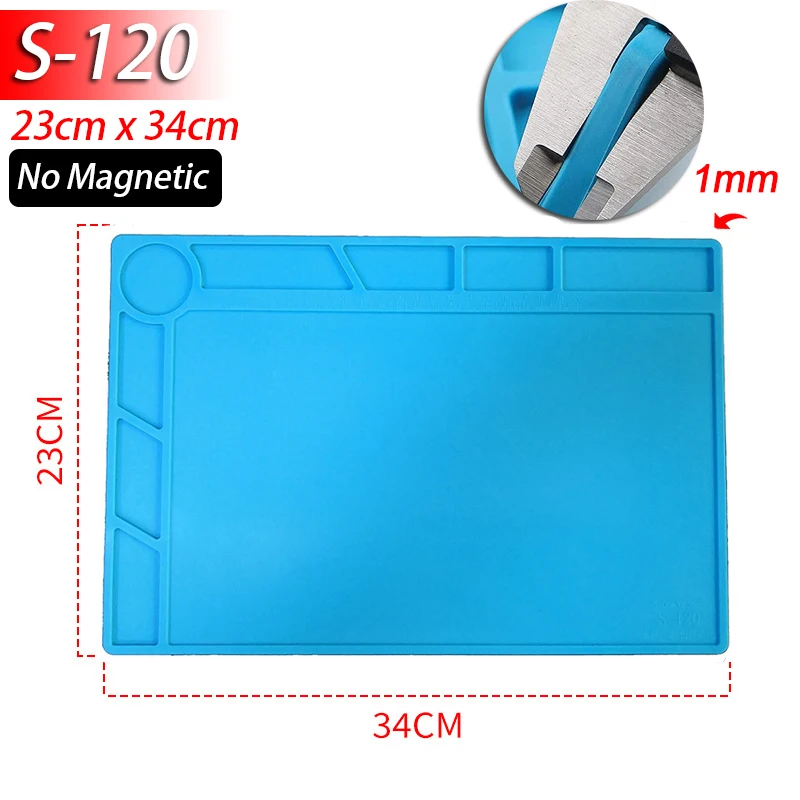 Soldeerstationmat Siliconen werkmat Hittebestendig 932 ° F antistatische magnetische mat voor reparatie van elektronische telefoonlaptophorloges