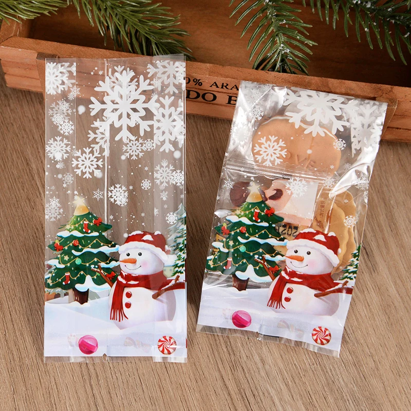 

25/50pcs Merry Christmas Gifts Bags Baking Packaging Bags Cartoon Christmas Santa Claus Snowman Snack Candy Cookies Bag