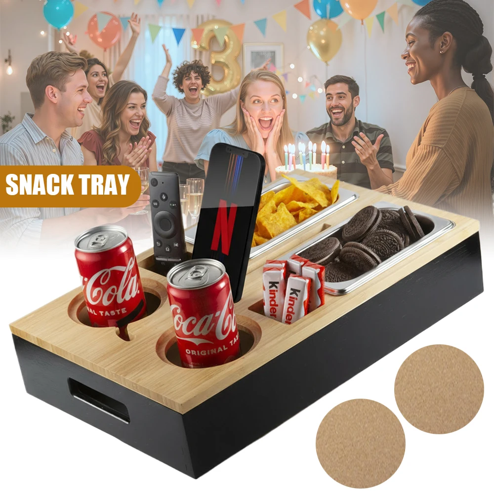 Aufbewahrungsbox mit 2 Edelstahlschalen, 2 Korkdeckeln, Telefonhalter und Magnetdeckel für Zuhause, Bar und Hotel