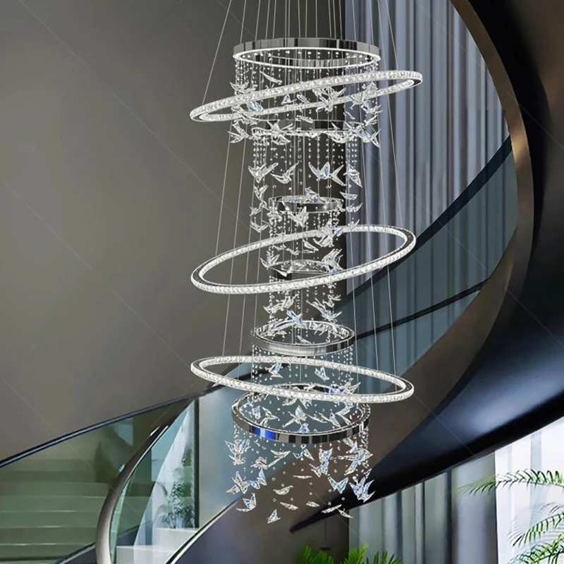 

Современные роскошные подвесные светильники для украшения дома, подвесные светильники для лестниц, подвесные светильники для гостиной, внутреннее освещение