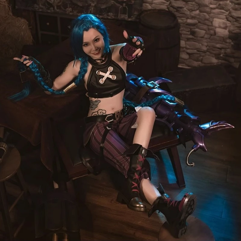 Jinx Cosplay League Of Legends LOL Jinx Arcane Cosplay Costume Game Suit Halloween Carnival Party Role Play Clothing
