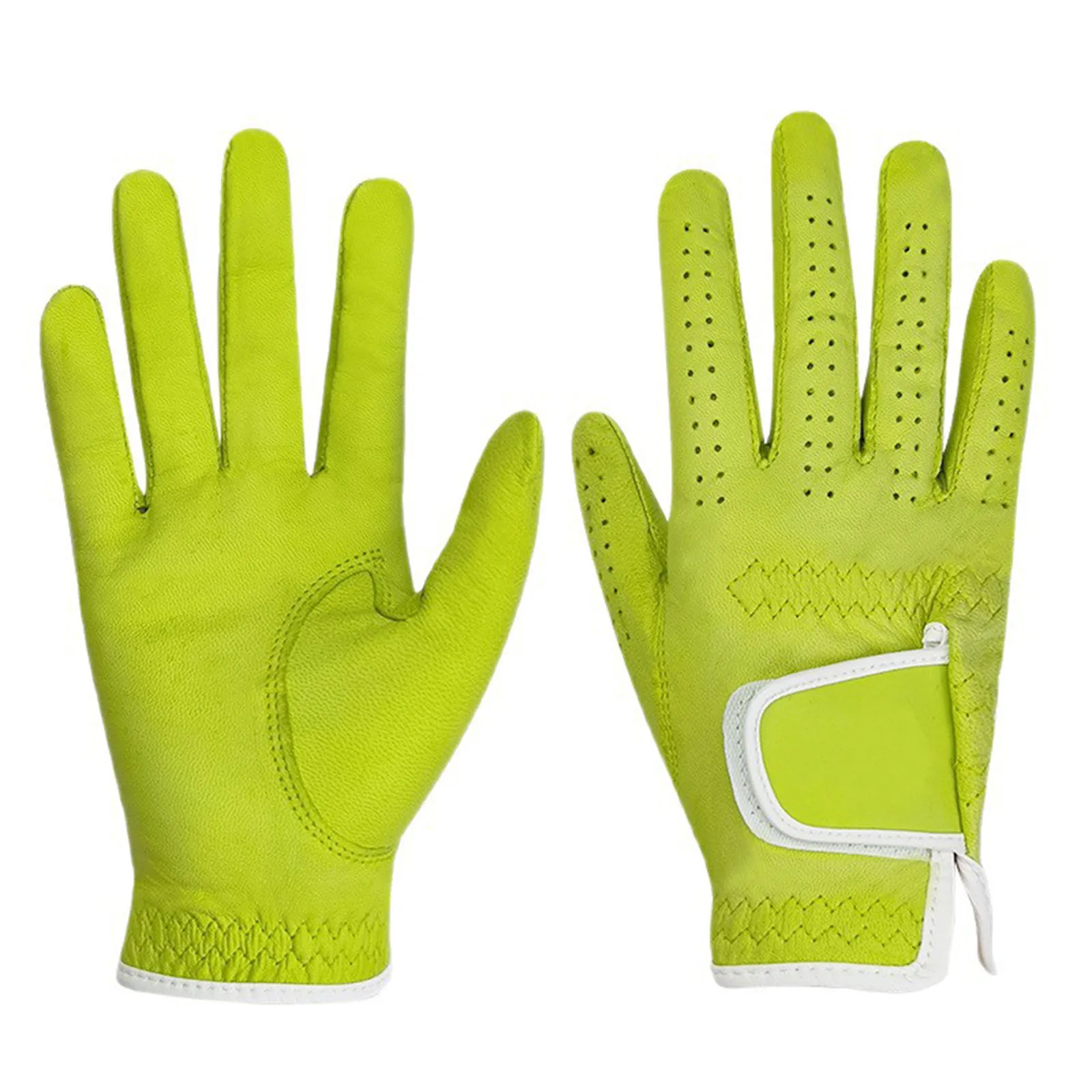 1Pc Men Right Hand Golf Glove Hook-and-loop Fastener Non-slip Breathable Faux Leather Glove Golfer Training Accessory
