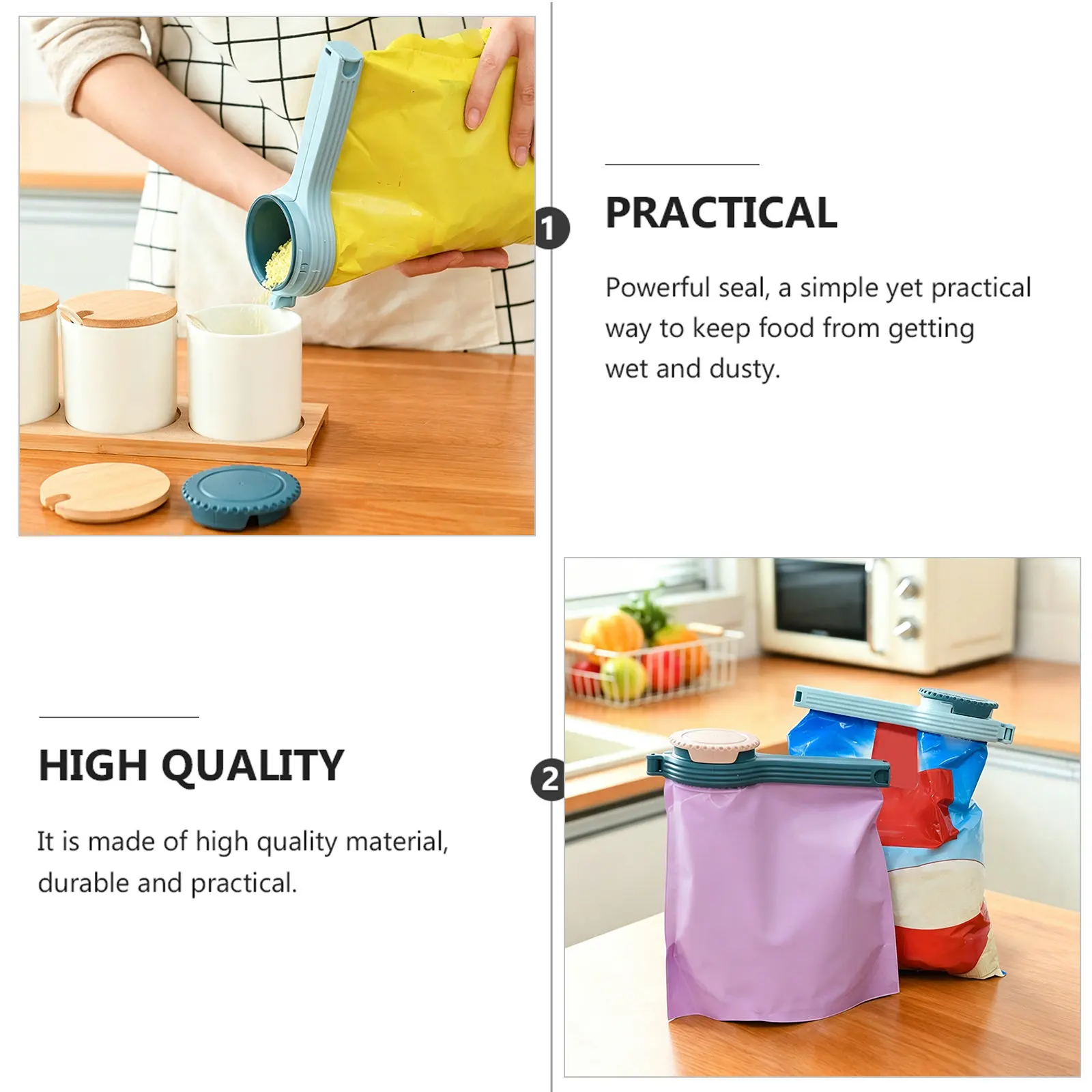 1Pcs Heavy-Duty Food Sealing Clip with Large Diameter Discharge Nozzle Rotate-to-Open Freshness Keeper for Snacks Dry Goods