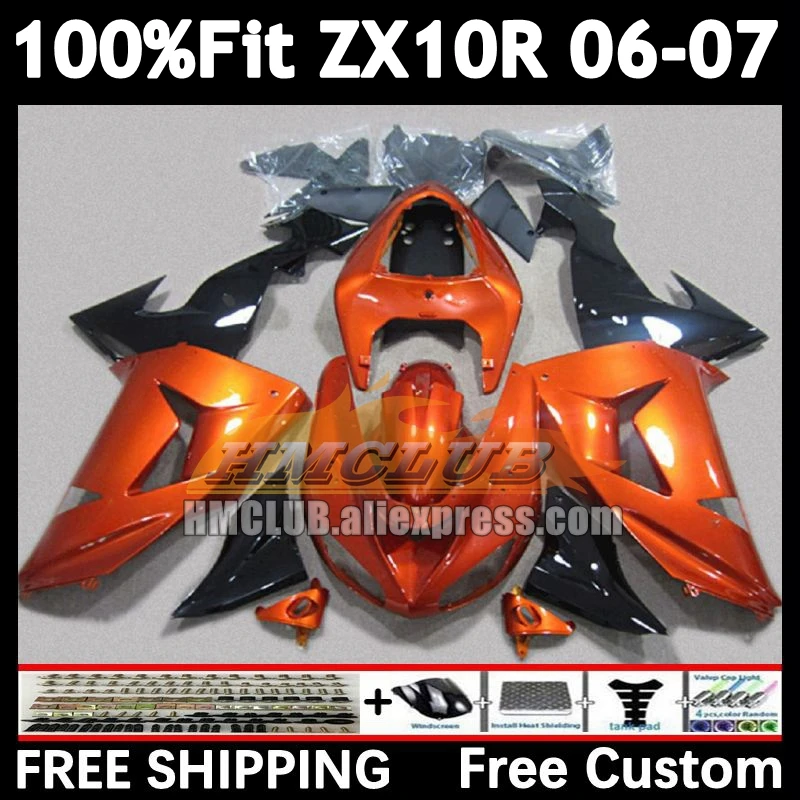 Injection Body For KAWASAKI NINJA ZX-10R ZX 1000 CC 10R new orange 10 R 168No.68 ZX1000CC 1000CC ZX10R 06 07 2006 2007 Fairing