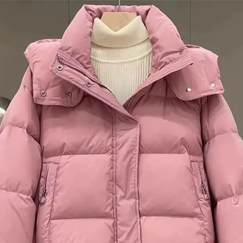 

2025 New Winter Cotton Coat Short Parkas Coat Cotton Jacket Women's Korean Edition Hooded Warm and Windproof Overcoat Female