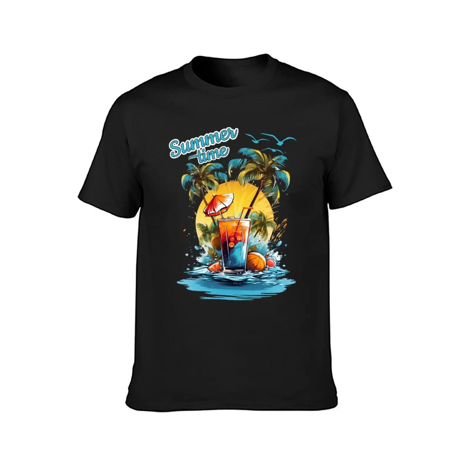 Summer Time Cocktail Beach Vacation Gift T-shirt korean fashion anime clothes men t shirts