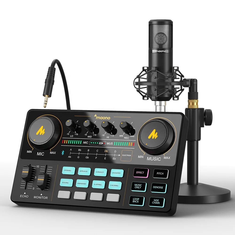 

MAONOCASTER AM200S4 USB Sound Card Studio Recording with 25mm XLR Condenser Microphone Live Streaming Podcast Equipment Bundles