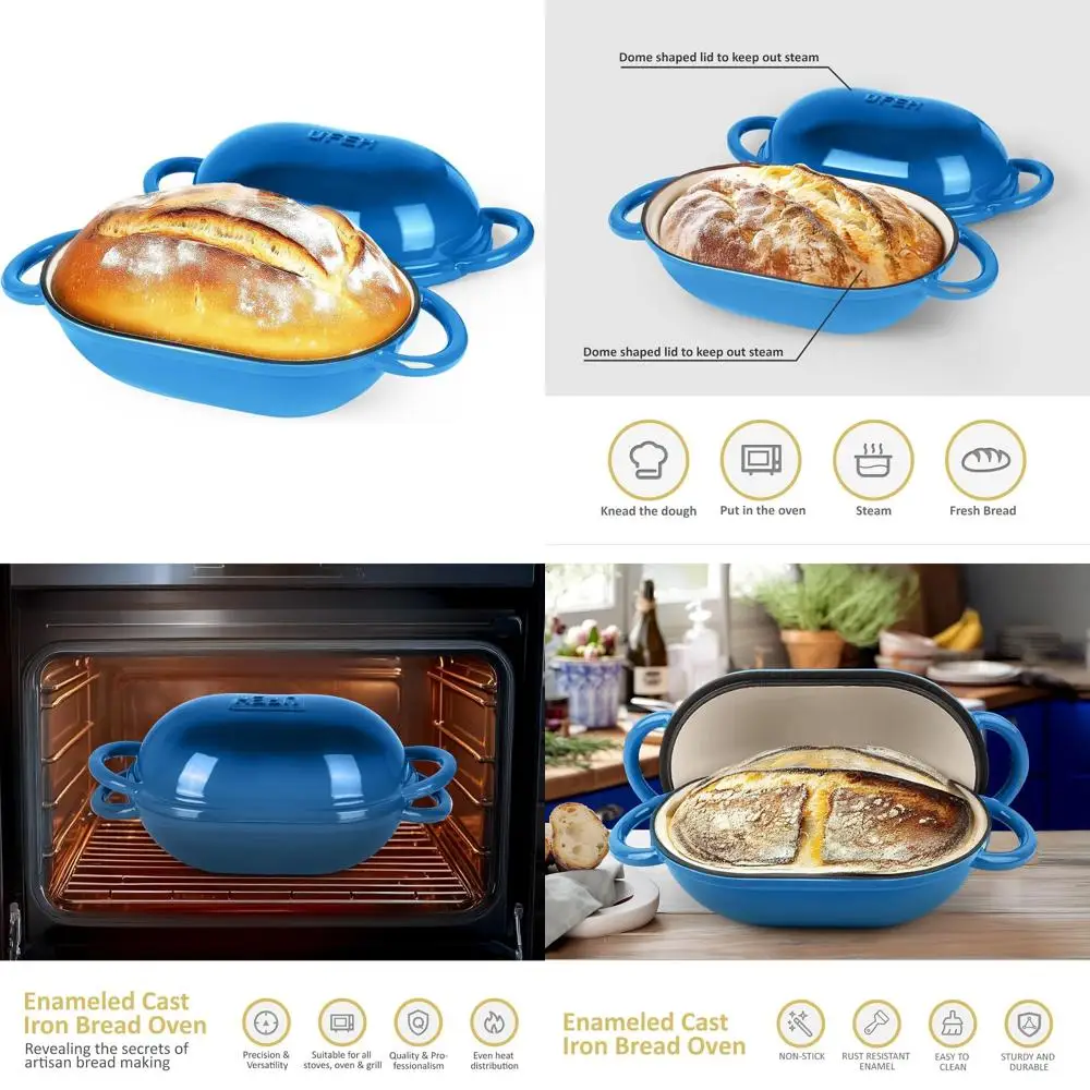 

Dutch Oven for Bread Baking – Premium Cast Iron Pot with Lid – Perfect for Sourdough, Artisan Loaves & No-Knead Bread – 2 QT / 1