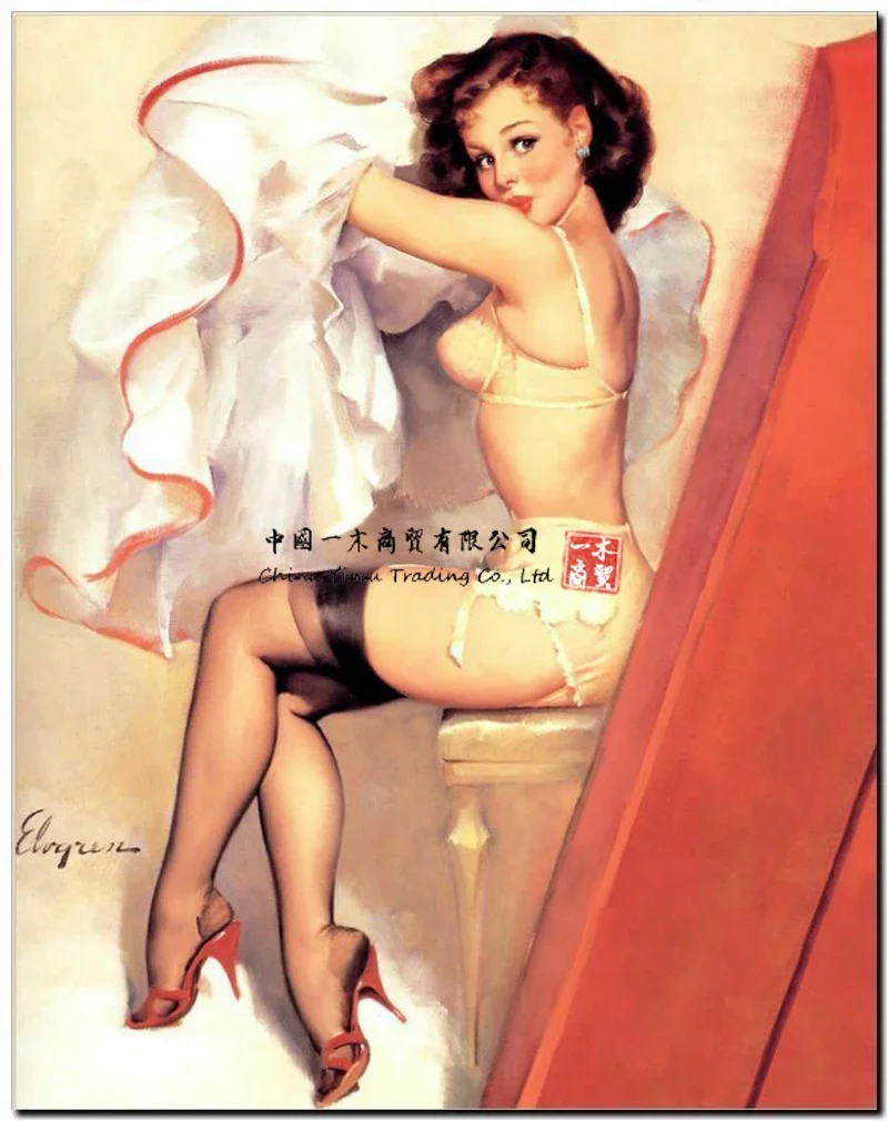 Vintage GIL ELVGREN Pinup Girl stickers ART PRINT Confidentially decal