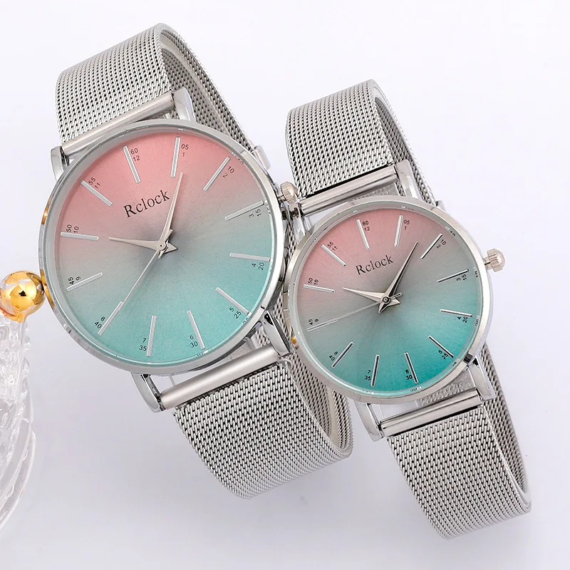 ساعات نسائية فاخرة على الموضة ملونة بسيطة للسيدات ساعات يد كوارتز للزوجين Reloj Mujer Relogio Feminino من الفولاذ المقاوم للصدأ
