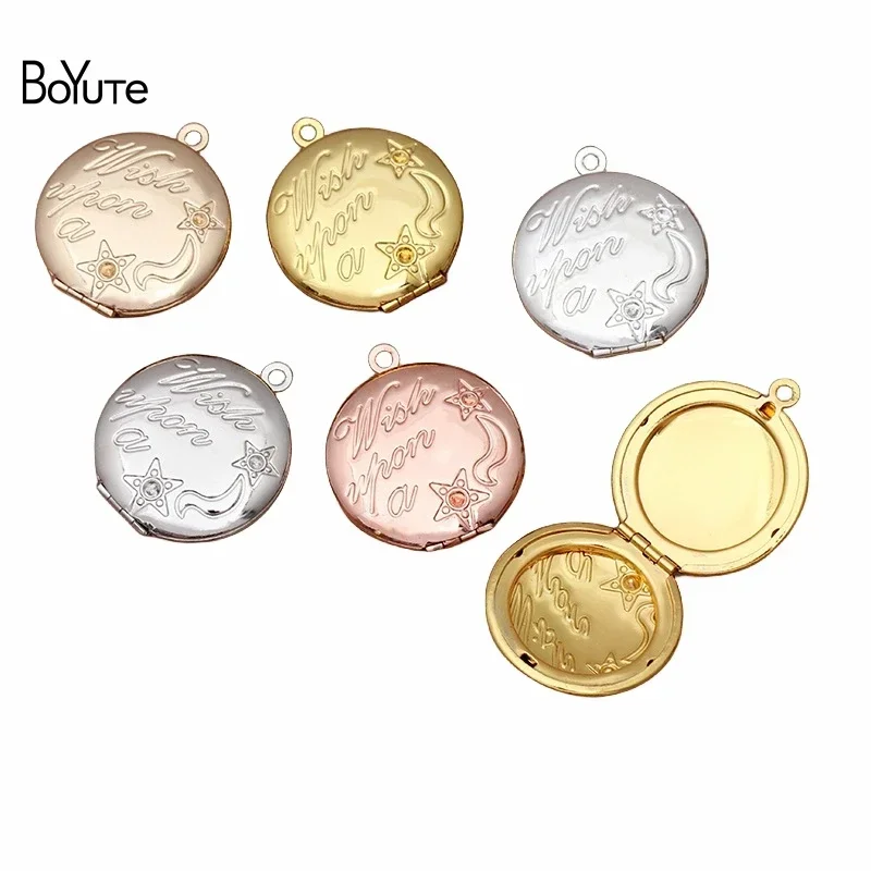 

BoYuTe (10 Pieces/Lot) Round 25*6MM Metal Brass Photo Locket Pendant Star Moon Floating Locket Charms Diy