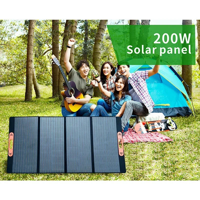 YYHCGSK 200W 18V Monocrystalline Camping Power Station Charger Portable Foldable Flexible Solar Panel Folding Photovoltaic