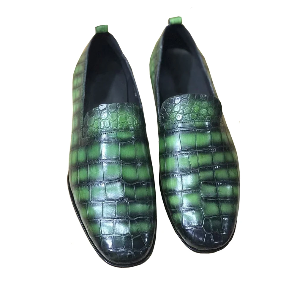 

Новые мужские туфли Yingshang из кожи крокодила, зеленые, повседневные, для свадьбы, встреч и банкетов