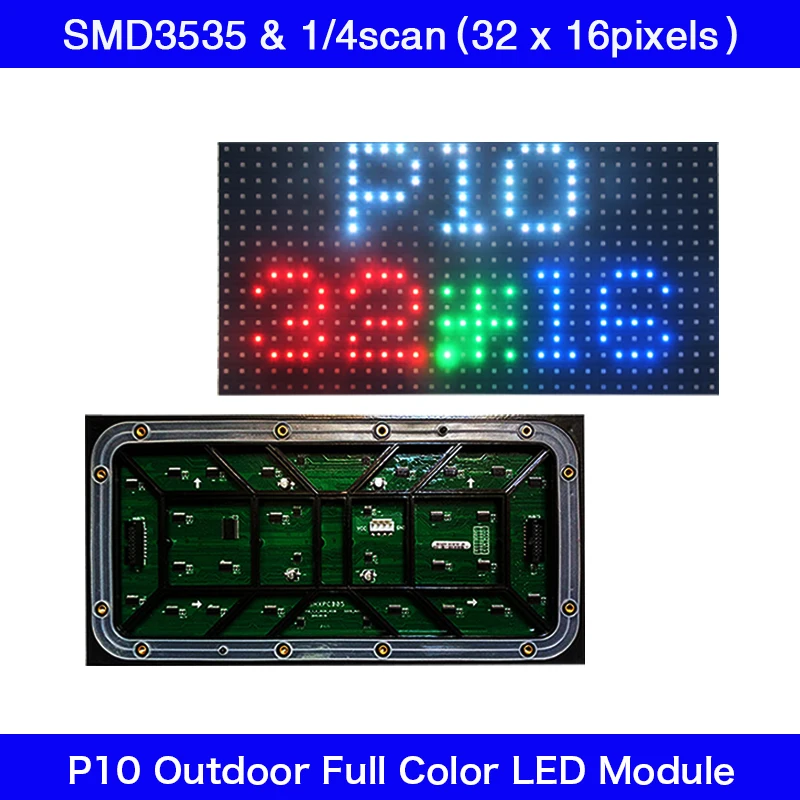 Full Color Outdoor P10 LED Display Module 320x160mm 1/4S Waterproof RGB LED Video Panels