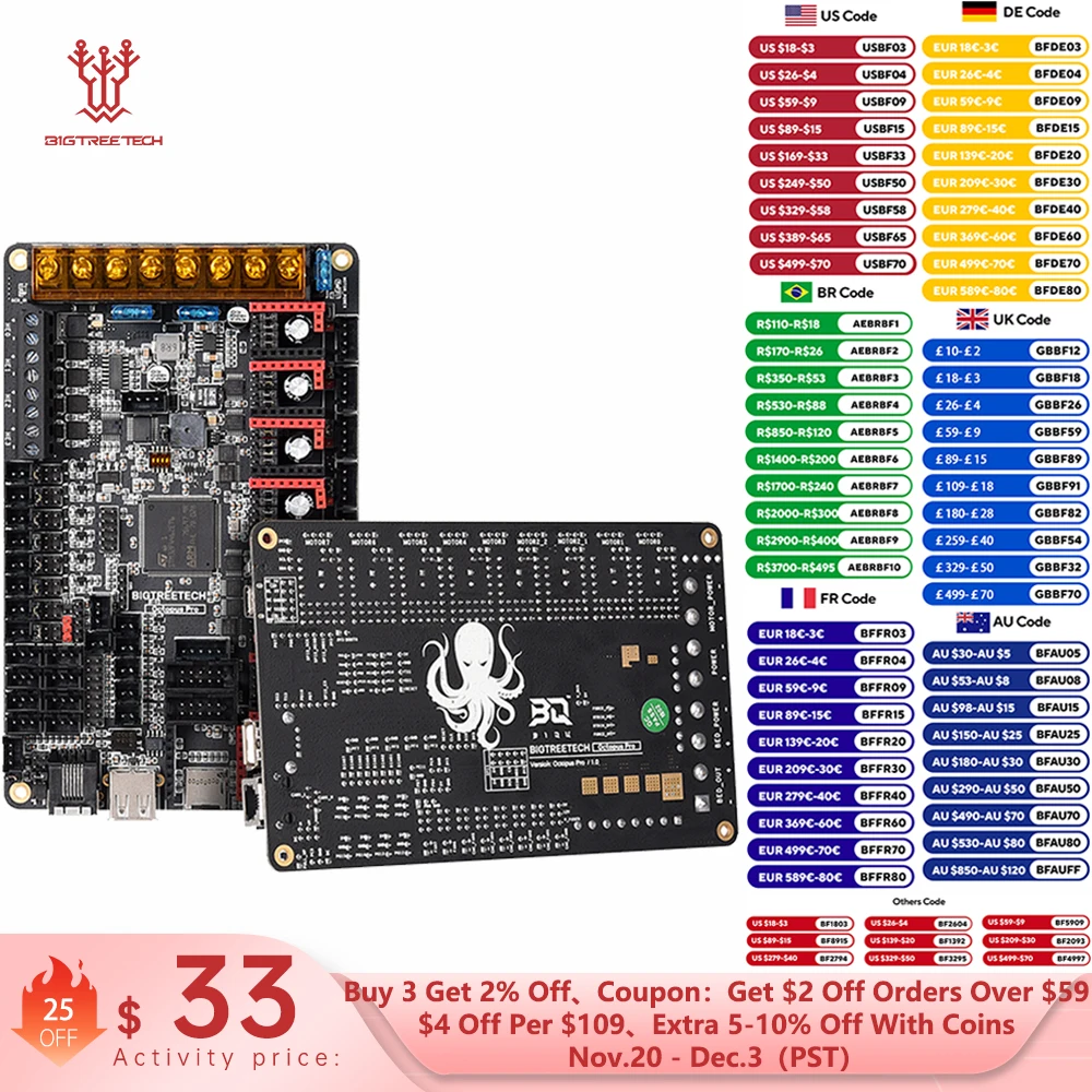 yZ[zBIGTREETECH Octopus PRO V1.0/V1.1 }U[{[hI{[h MAX31865 TMC2209 Raspberry Pi Rg[{[h VS Ender3 V2 PITFT p