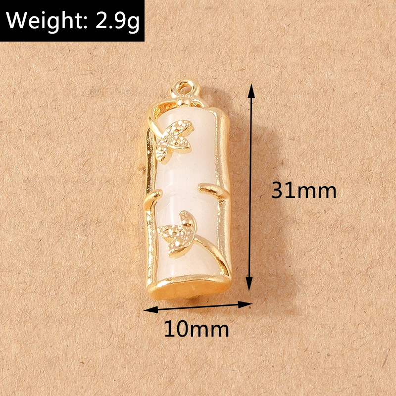 10 Stück Edelstein Jade Tier Charms für Schmuckherstellung Schmetterling Rabit Anhänger DIY Halskette Ohrringe Bastelbedarf – Detail 1