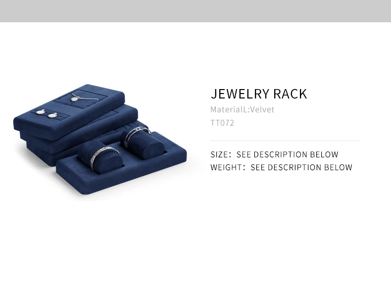 Oirlv Blaues Samt-Schmuckdisplay-Set Ring Ohrring Halskette Armreif Halter Vitrine Organizer Ständer für Ladentheke – Detail 5