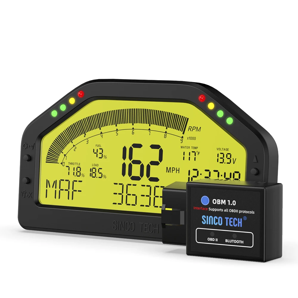 

12V Multi-Function Racing Dash Panels LCD Display Dashboard OBDll Bluetooth-compatible RPM Speed Fuel Level Voltage Time Gauge