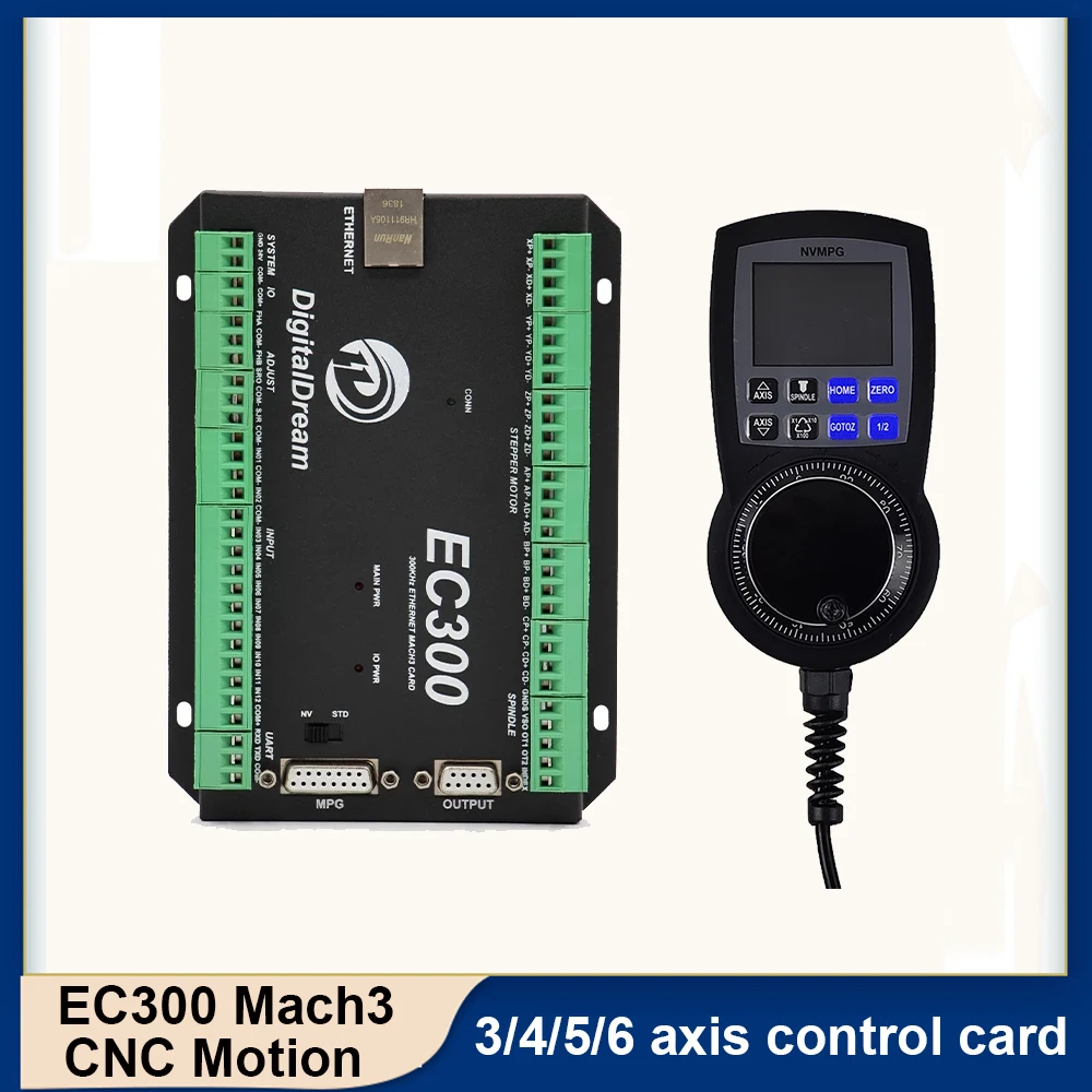 EC300 Mach3 CNC Motion Controller 3/4/5/6Axis High-performance external motion controller power supply 24VDC mpg kit