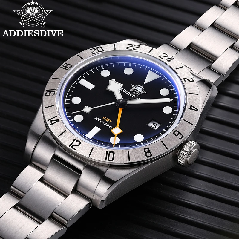 ADDIESDIVE Мужские роскошные часы GMT BGW9 Super Luminous 20Bar Водонепроницаемые классические кварцевые часы с пузырьковым зеркалом reloj AD2035