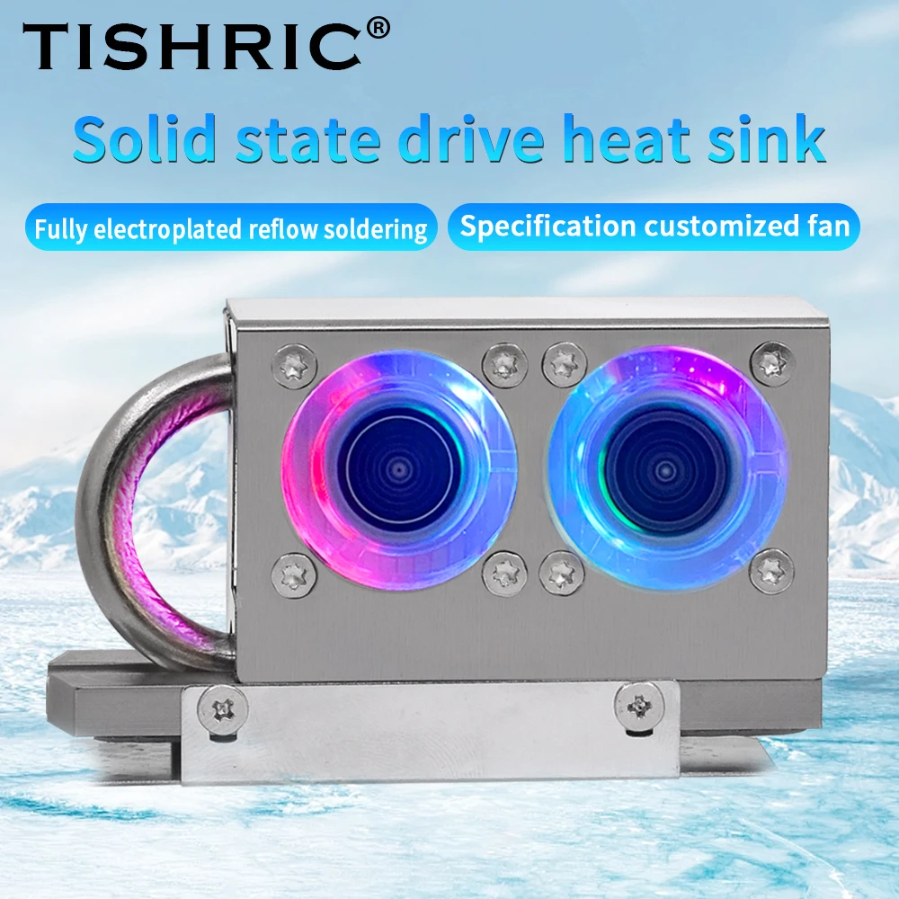 

TISHRIC RGB M.2 Hard Disk Heat Dissipation Radiator Sink 3-pin Connector HDD Cooler RGB Cooling Fan High Conductivity Heat Pipe