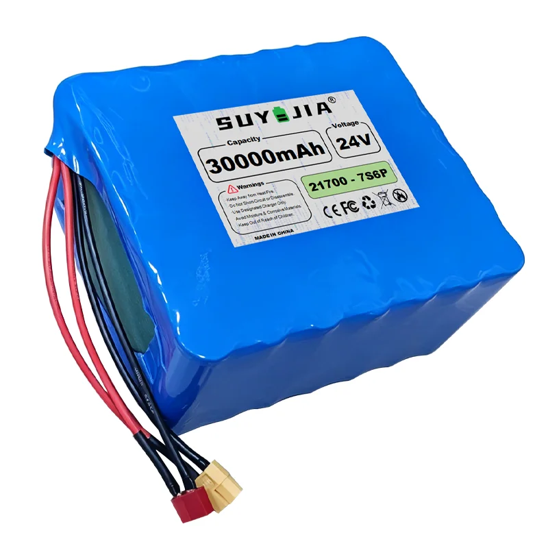 24V 7S6P 30000mAh 21700 Rechargeable Lithium-ion Battery Pack Suitable for Electric Scooters with Built-in BMS XT60+T Interface