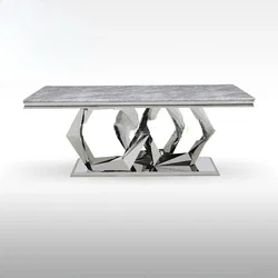 stainless steel glass top dining table and 6 chair dining room furniture