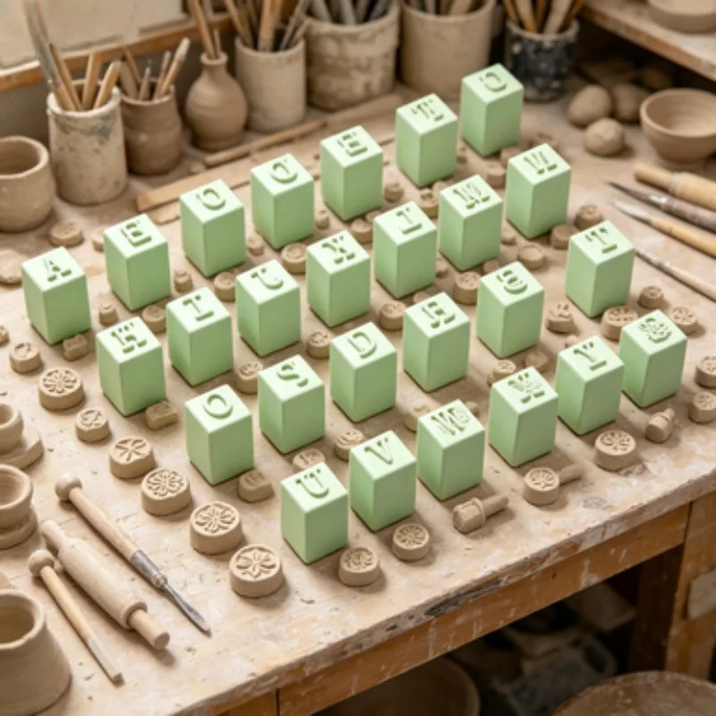26pcs A-Z Letter Clay Stamps Mini Alphabet Embossing Molds Reusable Clay Pattern Tools for Soft Polymer Clay Ceramic Handmade