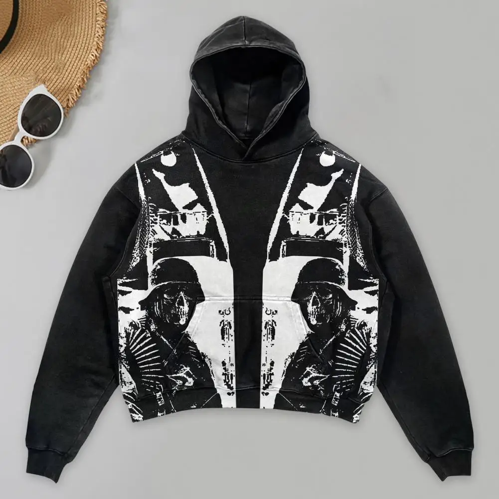 

Harajuku Men Hoodie 2023 Gothic Casual Gothic Skull Print Print Pattern Fashion Hoodie Men Short Hoodie Pullover Streetwear