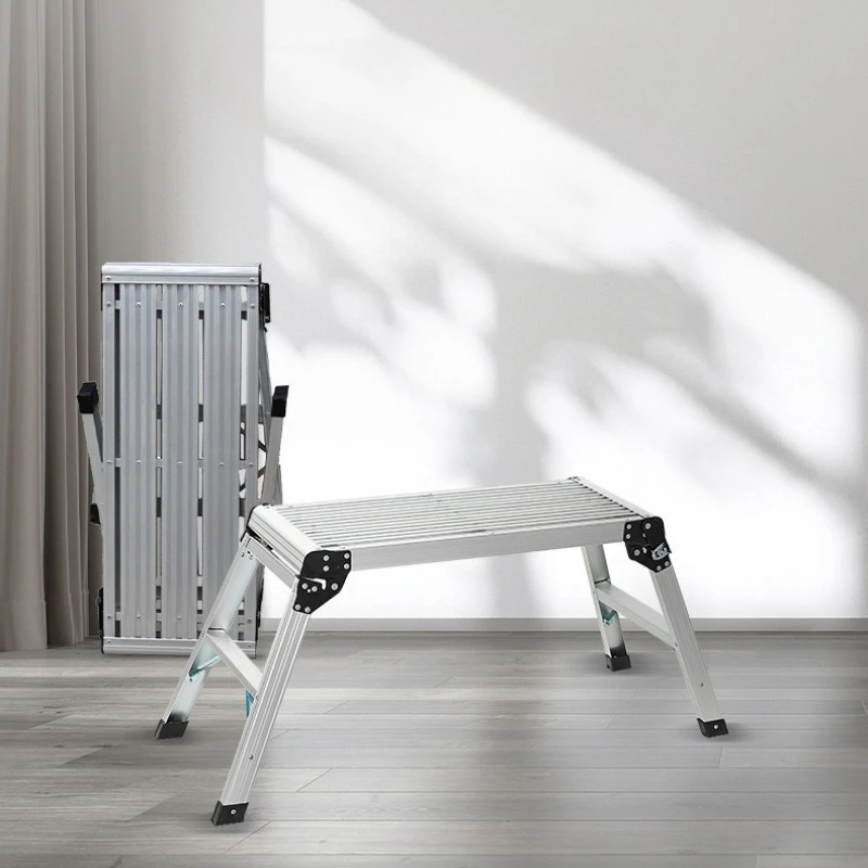 Heavy Duty Folding Ladder with Anti-Slip Feet for Car Wash, Home Repair,and Outdoor Working Portable Aluminum Alloy Step Stool