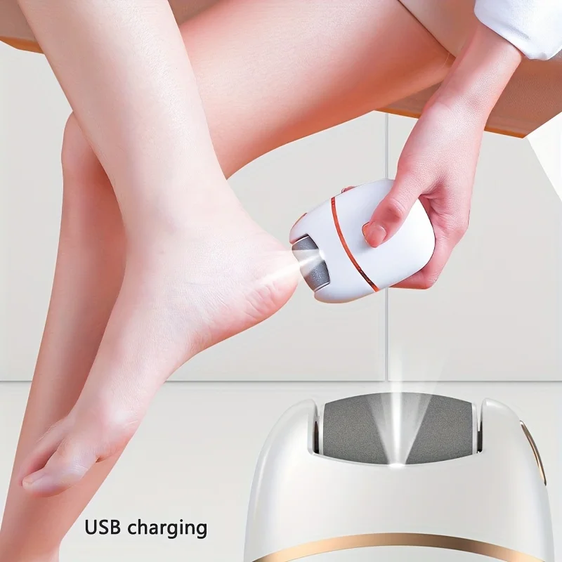 Rechargeable electric foot grinder - thick leather polishing, gentle exfoliation, painless calluses removal, portable, suitable