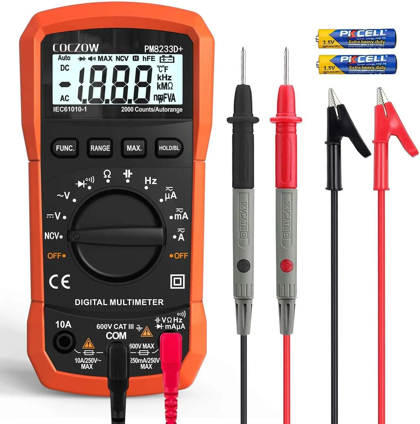 

Digital Multimeter, High Sensitivity Voltmeter Ammeter Ohmmeter NCV Tester for AC/DC Voltage, Current, Resistance, Diodes, Conti