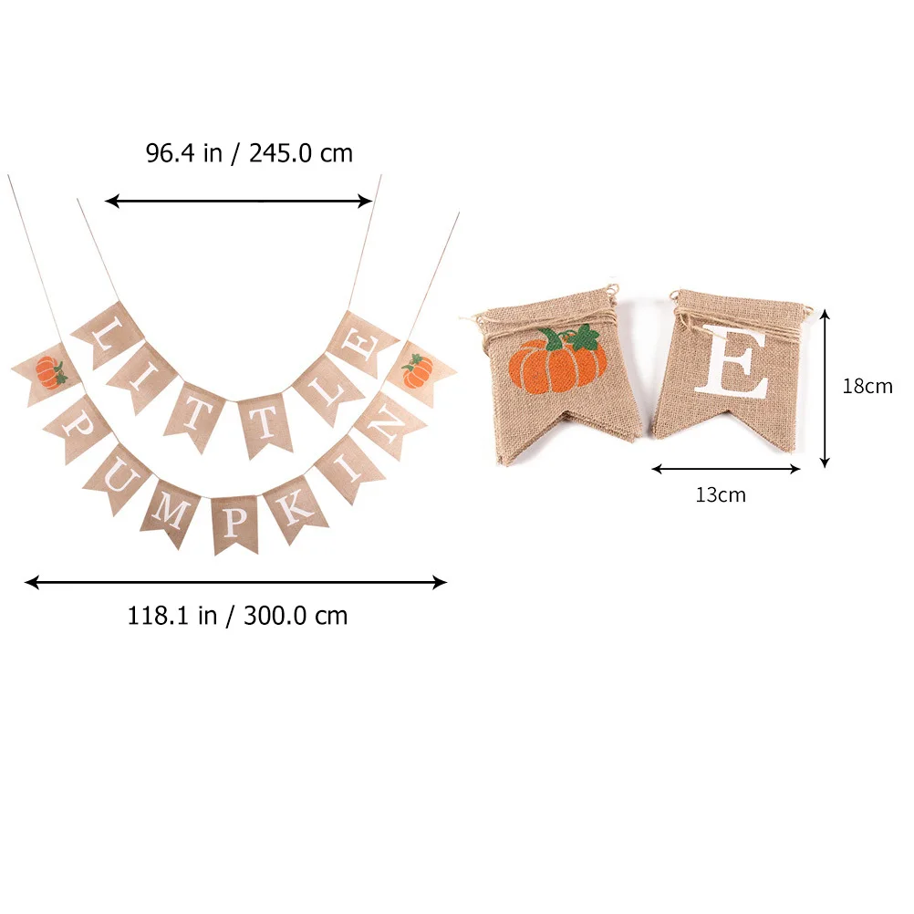 

Little Pumpkin Flag Linen Hanging Decoration for Thanksgiving Home Bunting Decor Festival Banner Store Office Party Fall Home