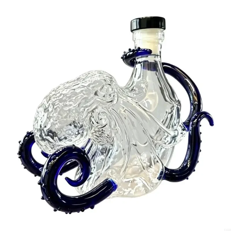 E65B Exquisite Marine Life Glass Bottle with Octopus Detailing 200Ml Liquid Capacity