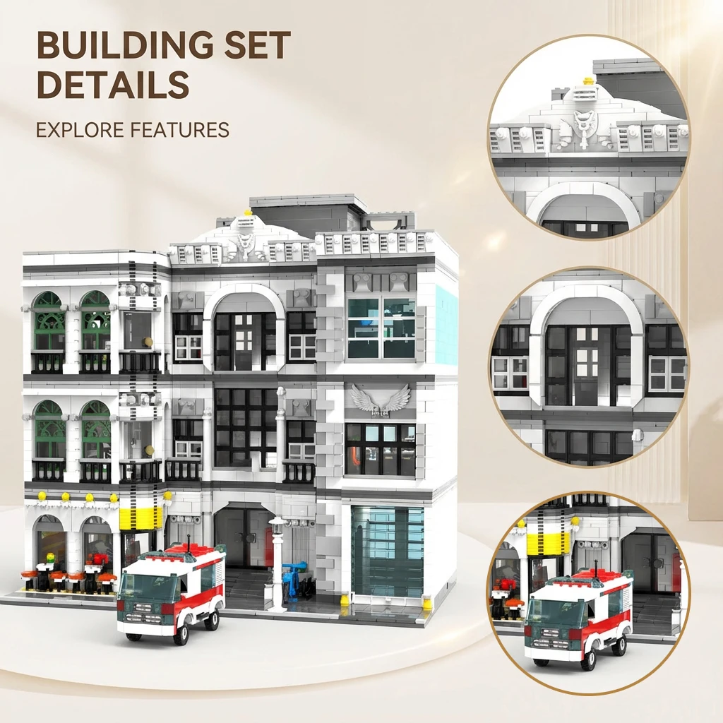 4958 قطعة مجموعات مباني منزل المستشفى مع 17 شخصية مدينة العمارة وحدات بنة التجمع أطقم منمذجة ، هدية الكبار #2
