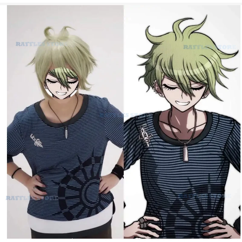 2023 baru Danganronpa 2 Rantaro Amami kostum Cosplay Wig pria wanita dewasa atasan celana setelan pesta Halloween