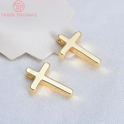 (1715)13*8MM 24K Champagne Gold Color Plated Brass Small Cross Charms Pendants Diy Jewelry Findings Accessories wholesale