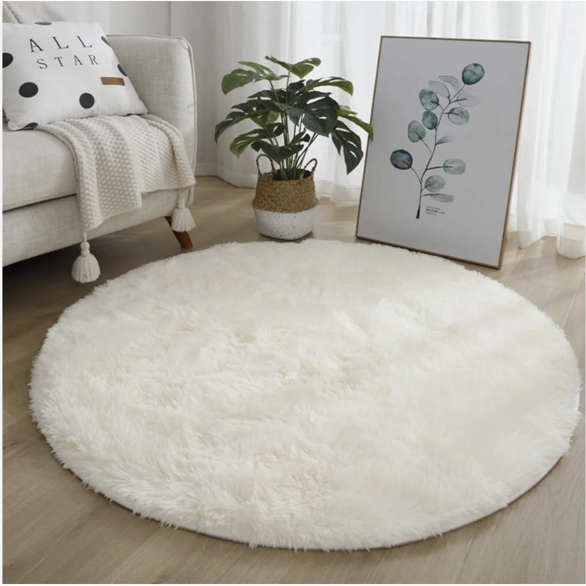 Fluffy Wool Rug Living Room Carpets Faux Fur Round Mat Kids Room Long Plush Rugs Home Bedroom Decor Shaggy Carpet