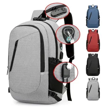 2024 backpack anti-theft password lock Oxford men's and women's Unisex business laptop travel leisure fashion portable