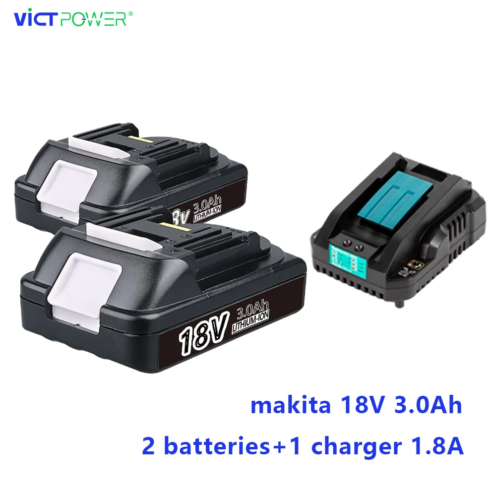 

2PCS 18V Bateria 3ah 2.5ah 2ah Lithium LI-ion Pack For Makita Battery Power Tool Combo Kit Cordless Drill with 3A Charger