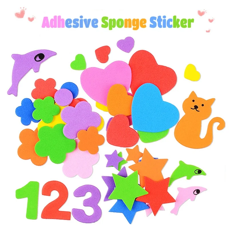 Children Cartoon Sponge Paper Small Patch with Back Glue Children's Handmade EVA Three-dimensional Stickers DIY Material Package