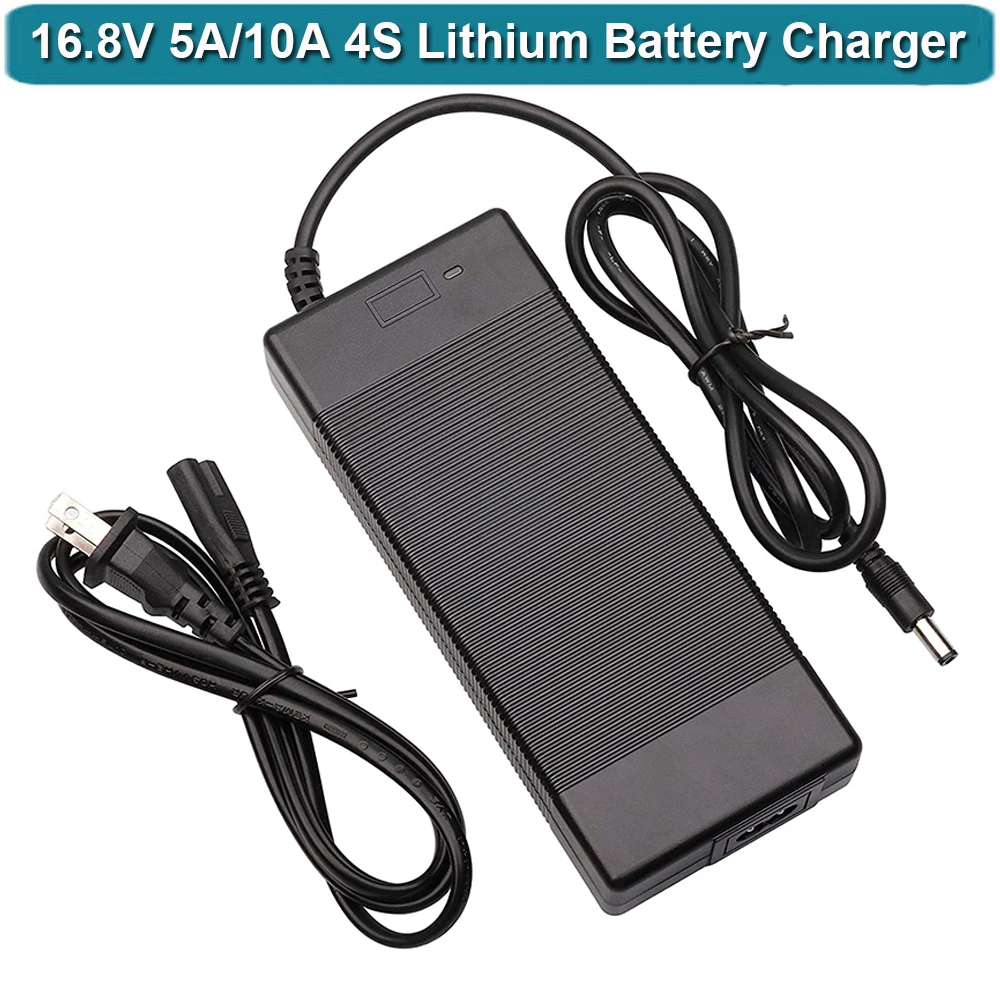 16.8V 5A 10A AC/DC Lithium Battery Charger for 4S 14.8V Li-ion Battery Pack with DC5.5 * 2.5mm Plug Fast Charging