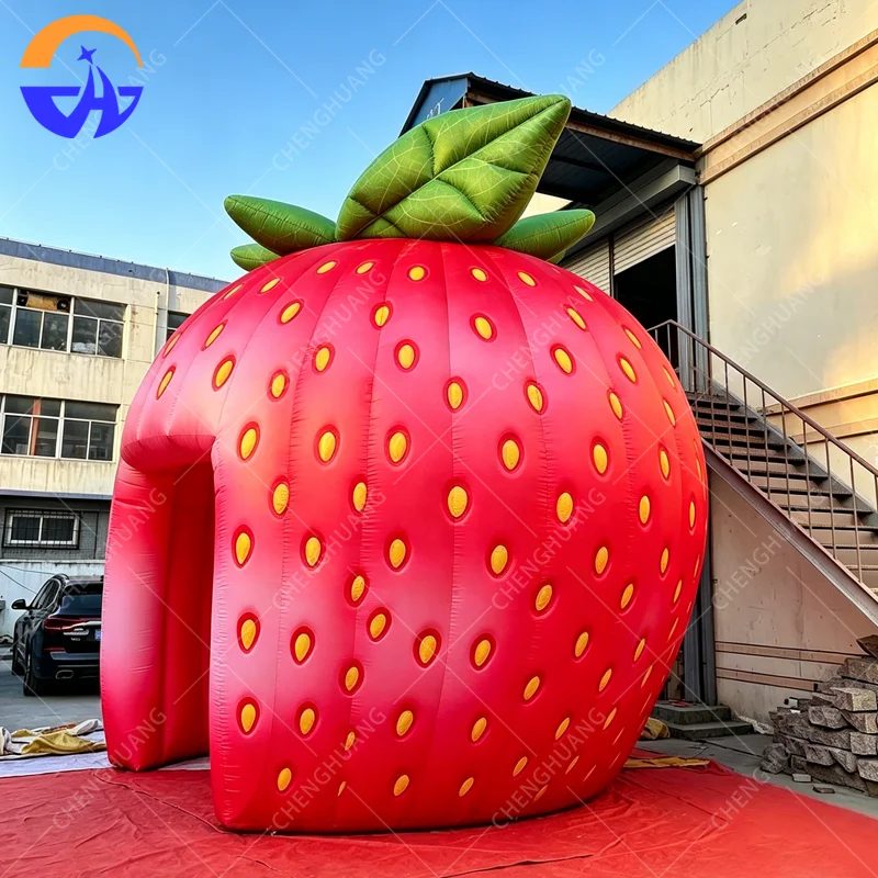Customized size large inflatable strawberry photo booth, tent stall, Oxford cloth material with blower